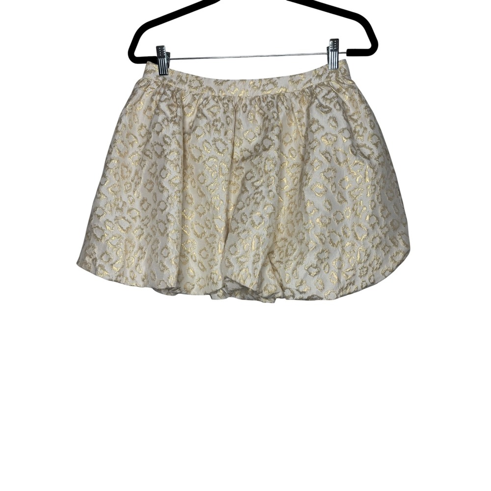 Lilly Pulitzer Leah Bubble Skirt Gold Metallic Leopard Animal Print Jacquard 6